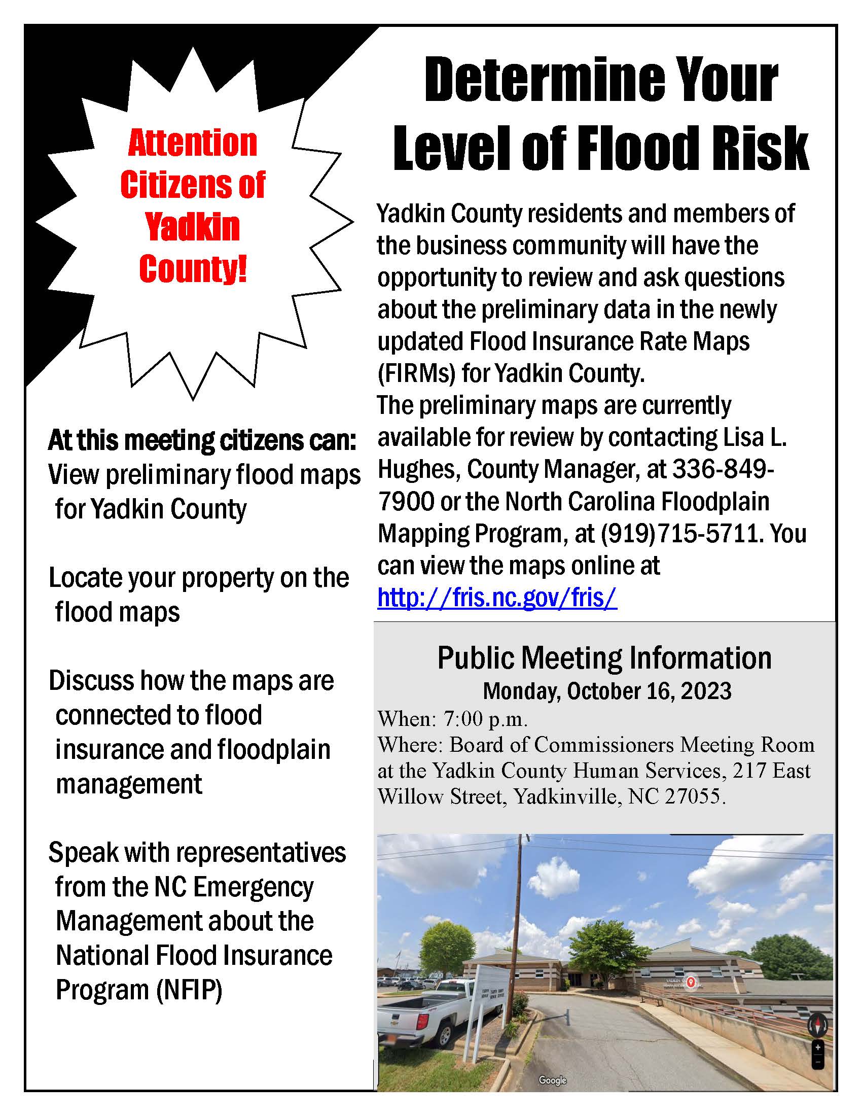 Yadkin County Public Meeting Flyer